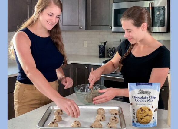 young women baking chelsea approved gluten free cookies