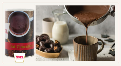 hot chocolate noel package with pan of hot cocoa