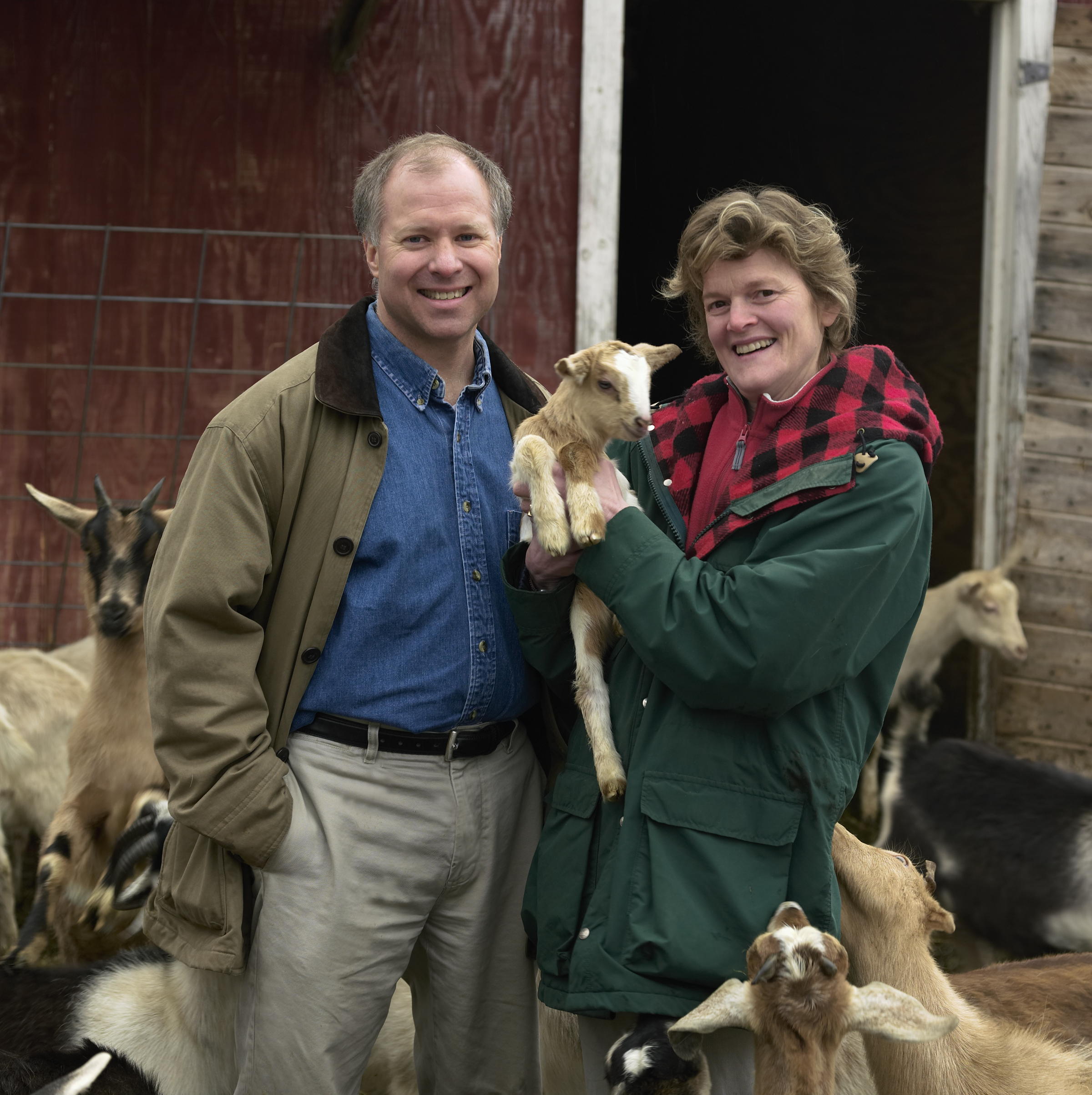 Bob and Allison with their goats