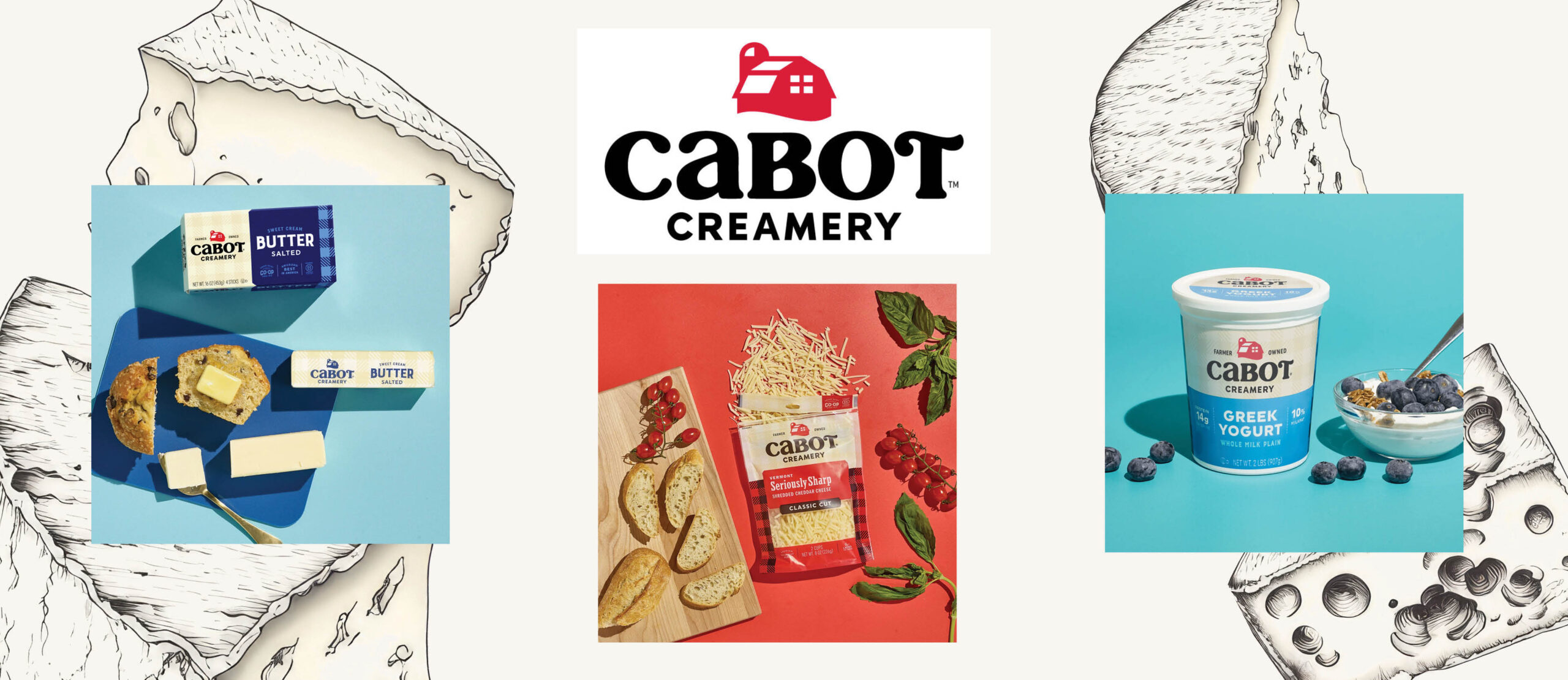 cabot creamery yogurt, butter and cheese from black river produce